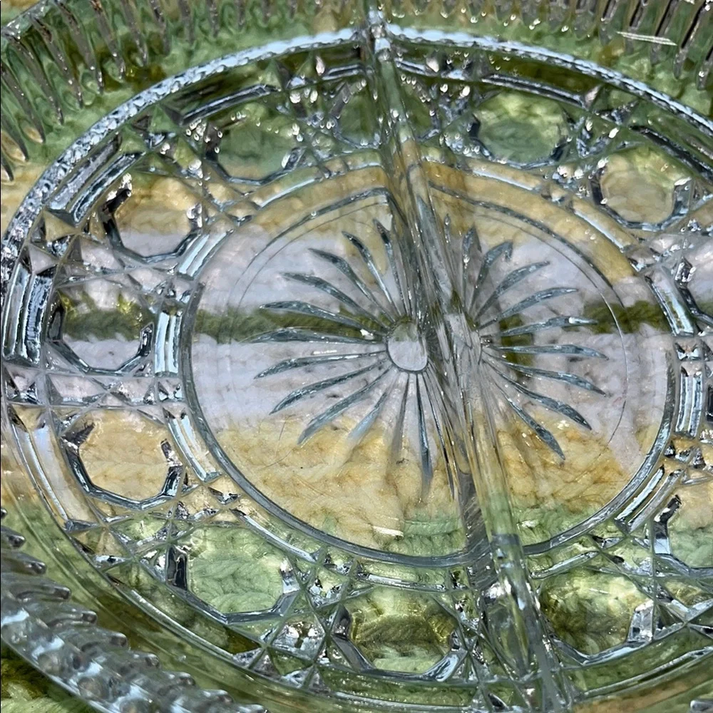 Clear‎ Pressed Glass Divided Side Dish Serving Plate